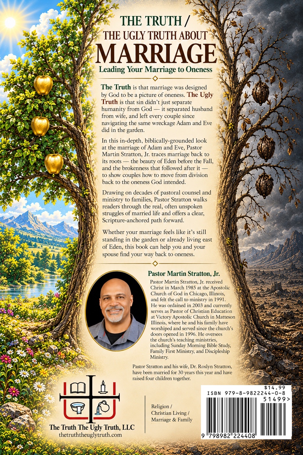 Back cover with author photo and description